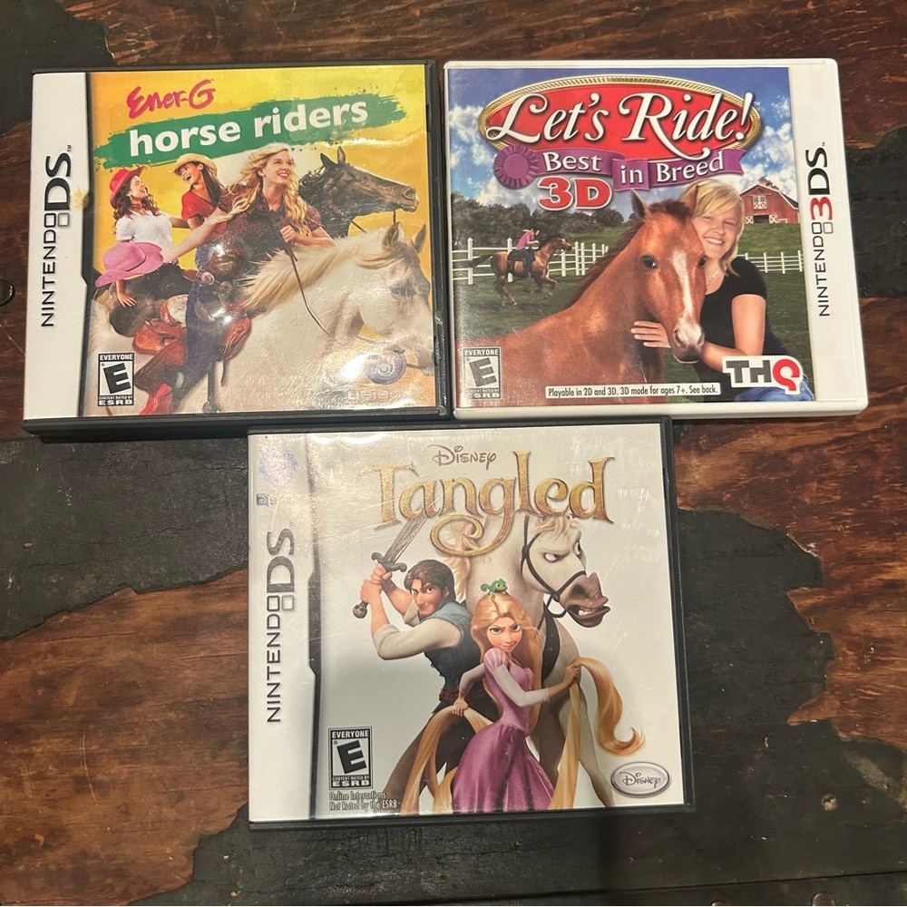 NINTENDO DS TANGLED, ENERGY-G Horse Riders, Let’s Ride Best of Breed 3D Games